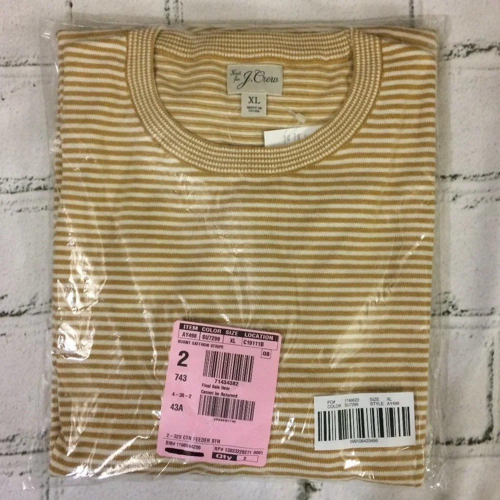 J. Crew Cotton split-hem sweater in stripe XL